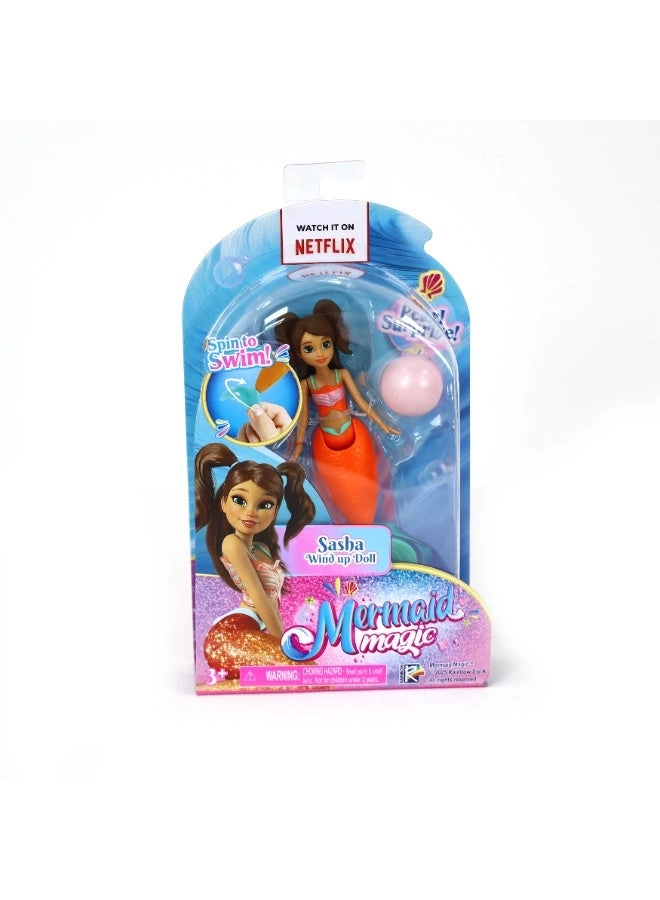 Mermaid Sasha Doll - 5-Inches Wind-Up Swim Action Set Ages 3+