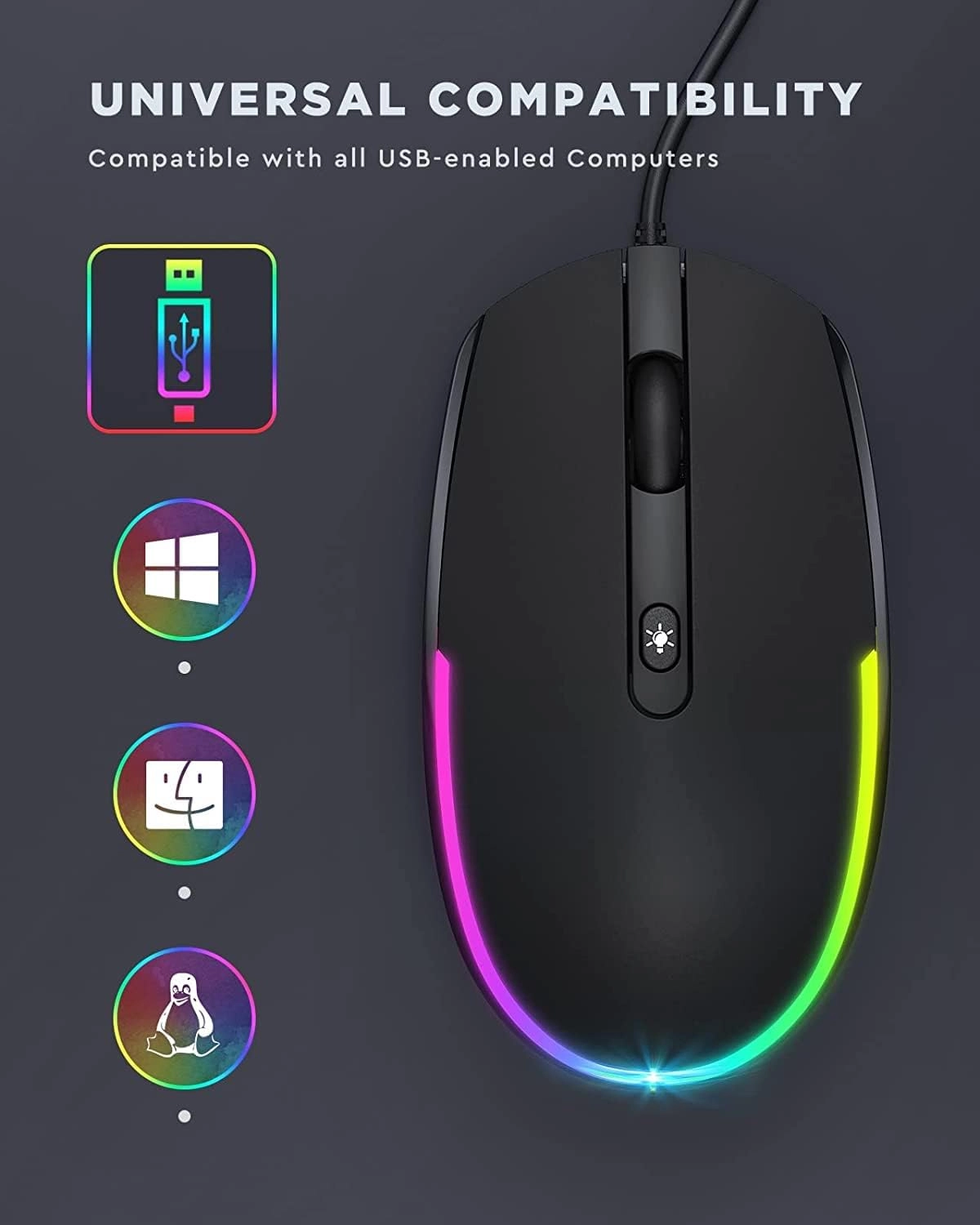 Wired LED RGB Backlit Mouse - USB