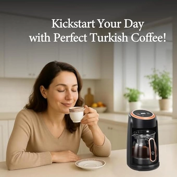 Turkish Glass Coffee Maker - Foldable Handle Portable Electric