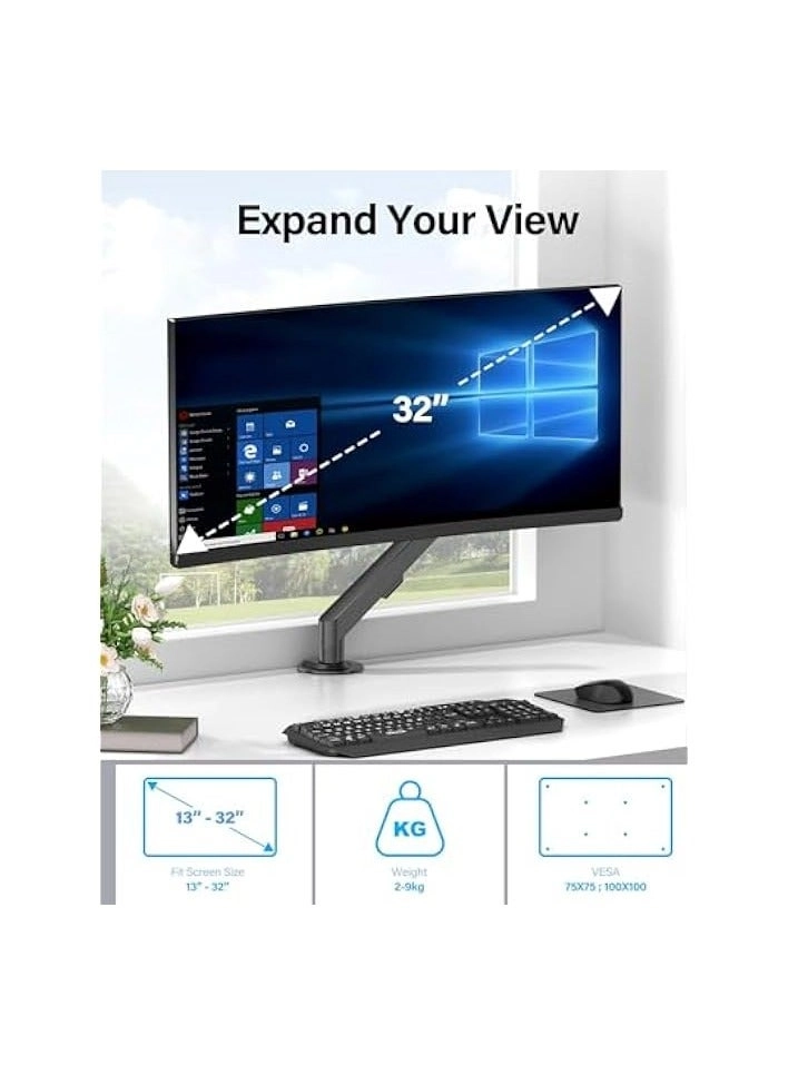 Monitor Mount Arm - Single 20 to 32 inches 75x75mm and 100x100mm