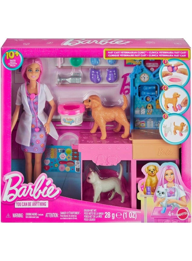 Barbie You Can Be Anything Fast Cast Veterinarian Clinic Playset - 10+ Pieces (2329711)