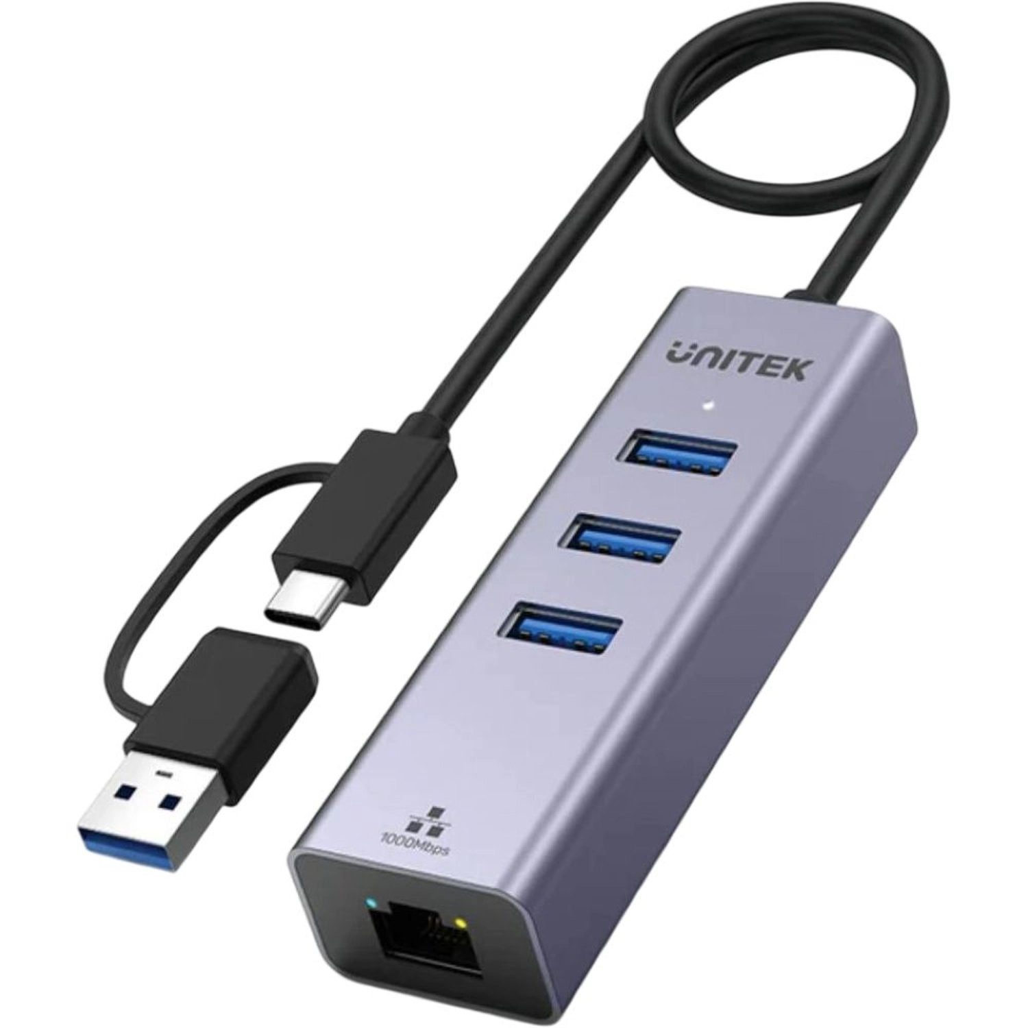 UNITEK 4-in-1 Ethernet USB Hub