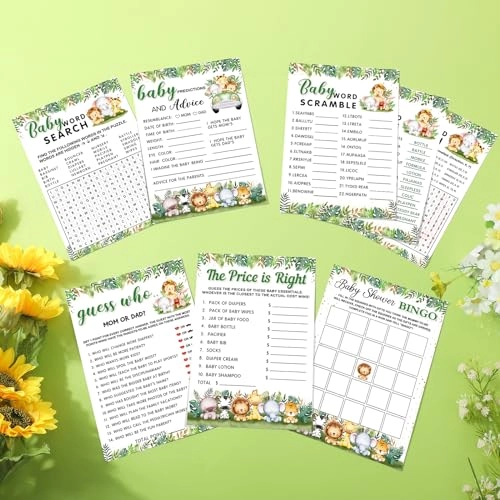 Safari Animal Baby Shower Games - English 6 - 15 years 302 Pcs