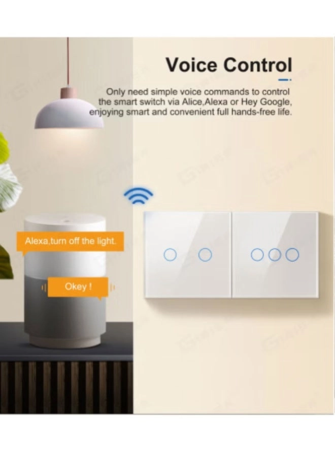 Smart WiFi Touch Wall Switch - No Neutral Wire 3 Gang Tuya Alexa Google Home