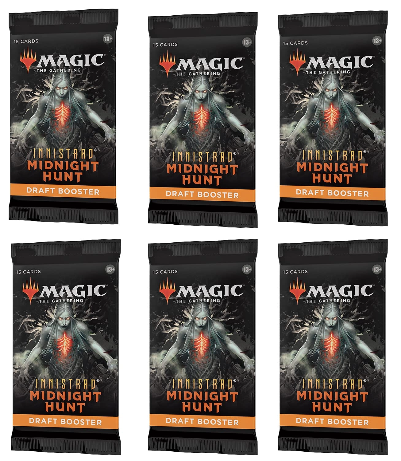 Wizards of the Coast Innistrad Midnight Hunt Draft Booster Pack - 15 cards 6pcs