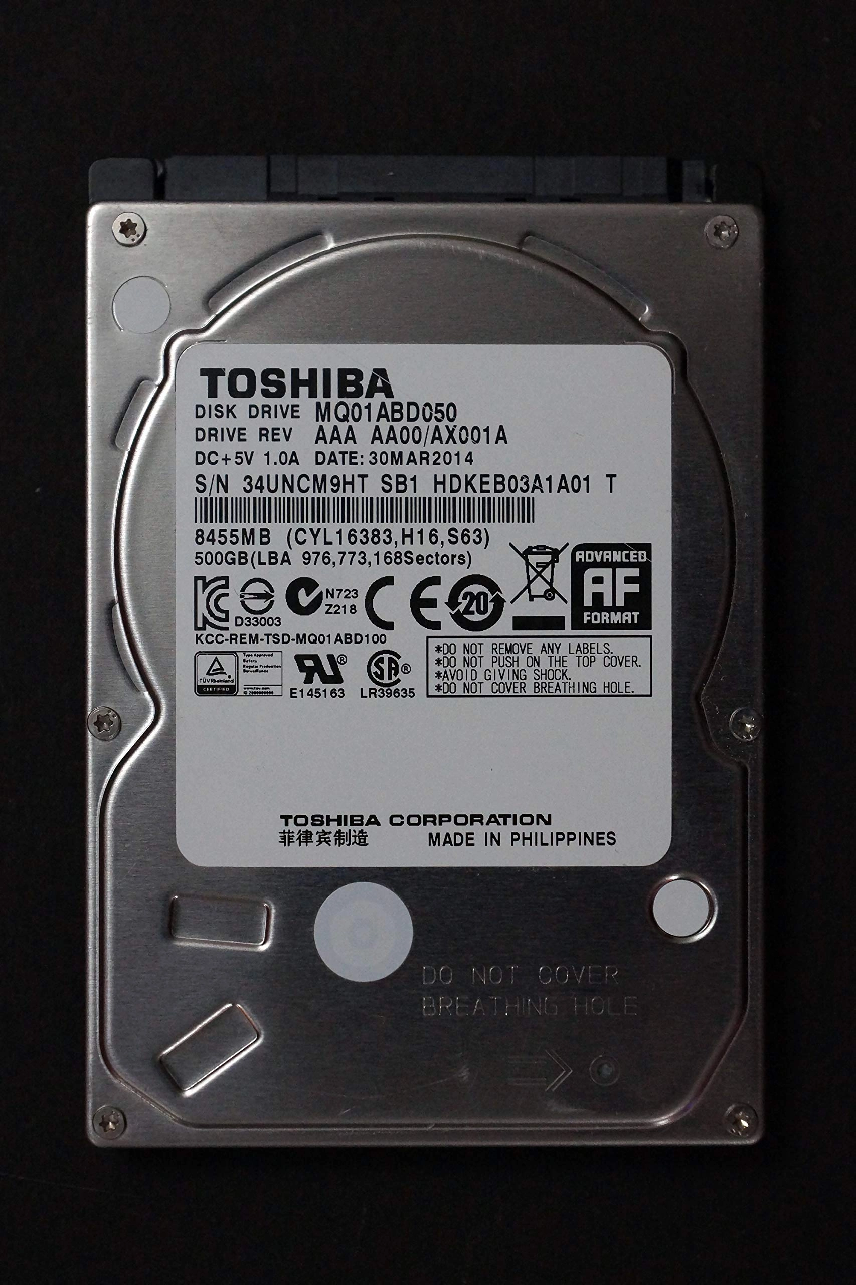 2.5" 5400rpm 8MB SATA 3Gb/s (MQ01ABD050V) - 500 GB