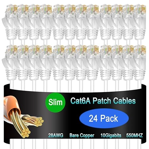 Lysymixs Cat6a Slim Ethernet Patch Cable - 1 ft Pack