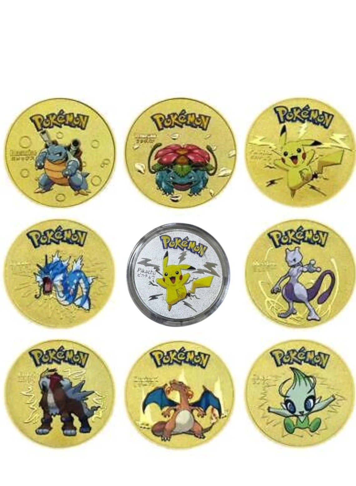 Multicolor Foil Cards - 55pcs + Metal Commemorative Coins - 9pcs