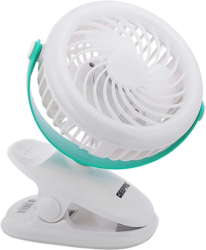 2 In 1 Rechargeable Clip Fan - With Light 36 Pcs Led