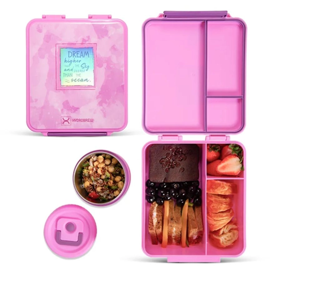 Bento Lunch Box With Steel Food Jar - Think Big Blush 1.74L