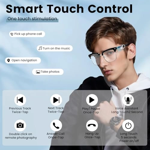 Smart Bluetooth Glasses - Touch Control Voice Control