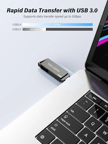 2-in-1 USB 3.2 Flash Drive - USB 3.2 Gen 2 Type-C & USB-A 64GB