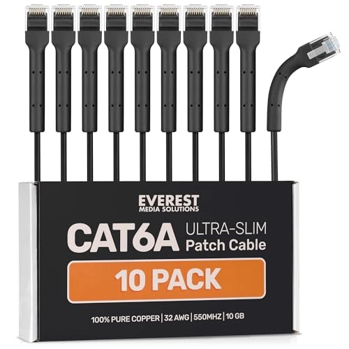 Everest Media Solutions Ultra Slim Cat6a Ethernet Patch Cable - 0.5ft