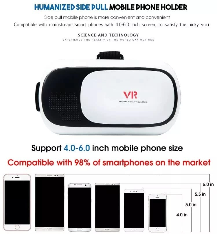 Virtual Reality Headset - Black 4.7-6.53"