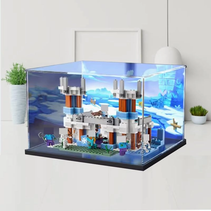 Clear Acrylic Display Case - 11.81x9.84x7.84in. Black Bottom+background