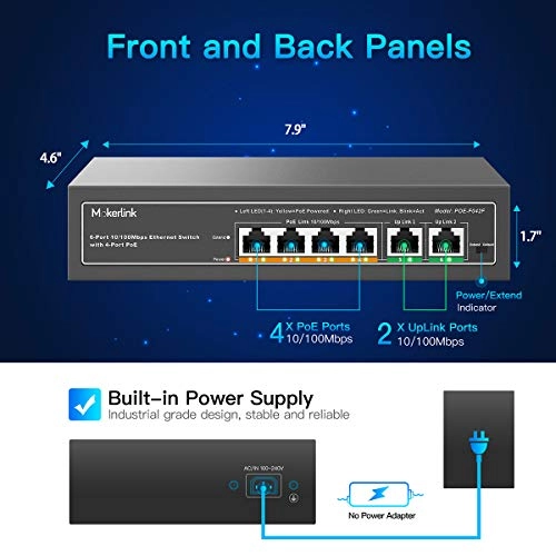 4 PoE + 2 FE 6-Ports