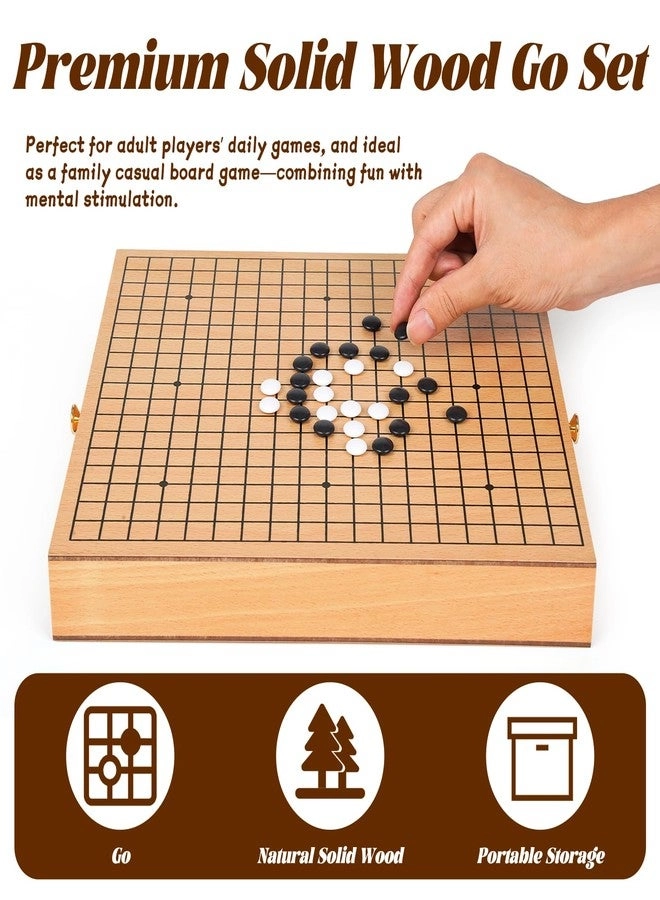 Go Game Set - Wooden Pull-Out Storage Drawers Black and White Stones