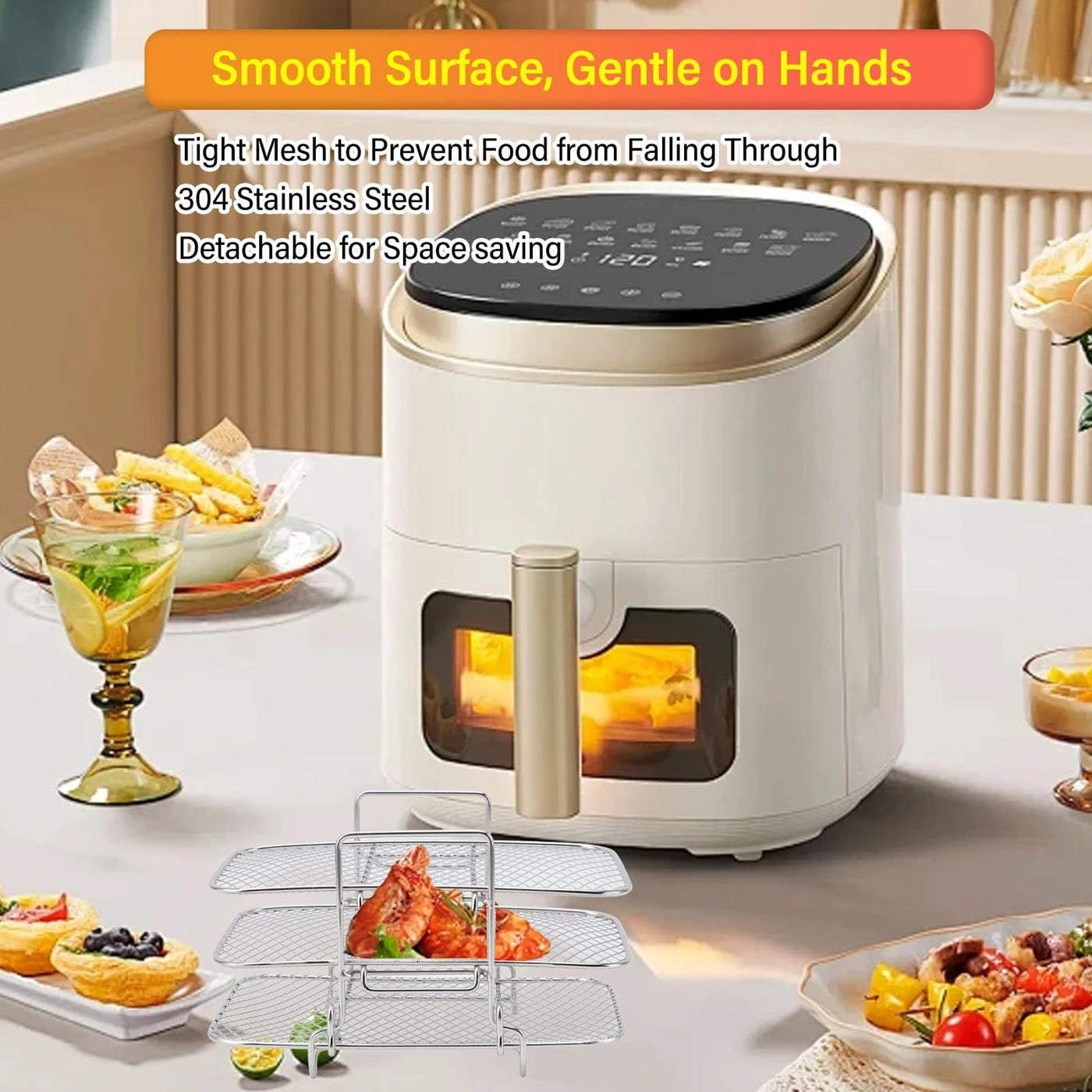 Air Fryer Basket - 304 stainless steel 3 x Fryer Rack