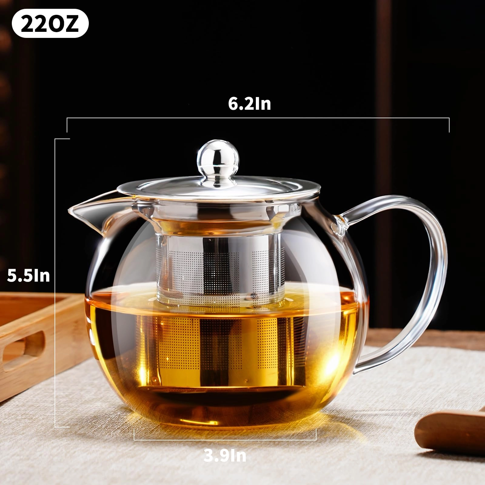 glass teapot - Borosilicate Glass 650 Milliliters