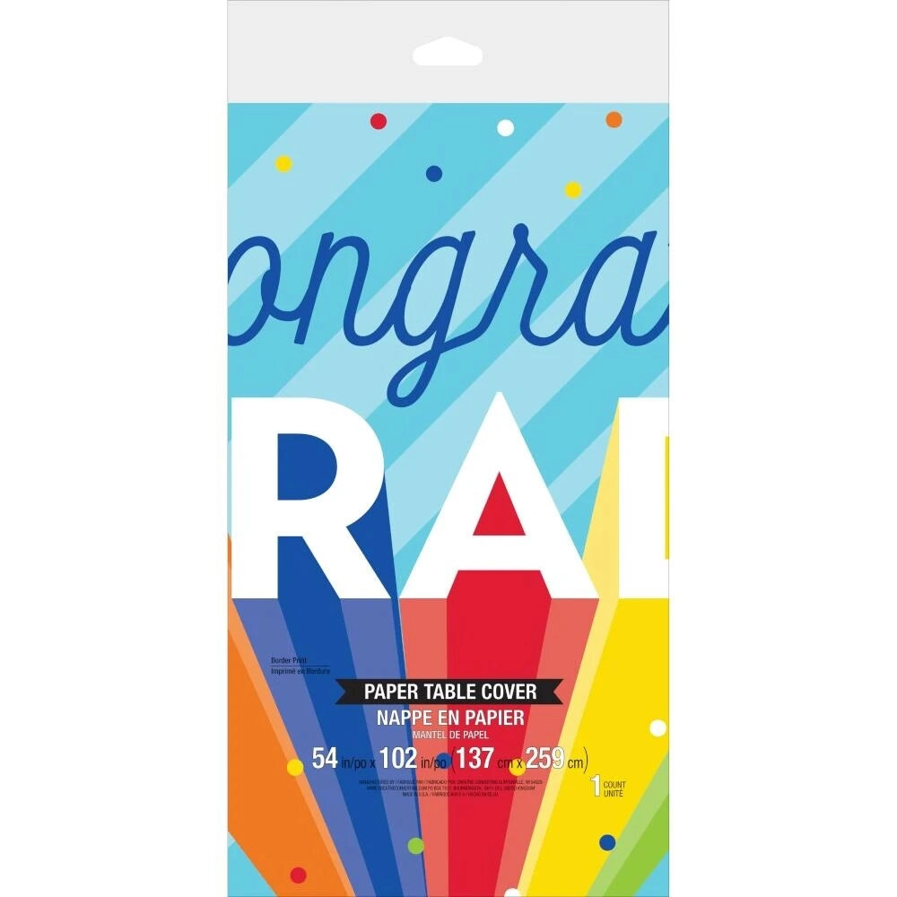 Rainbow Congrats Grad Paper Tablecover