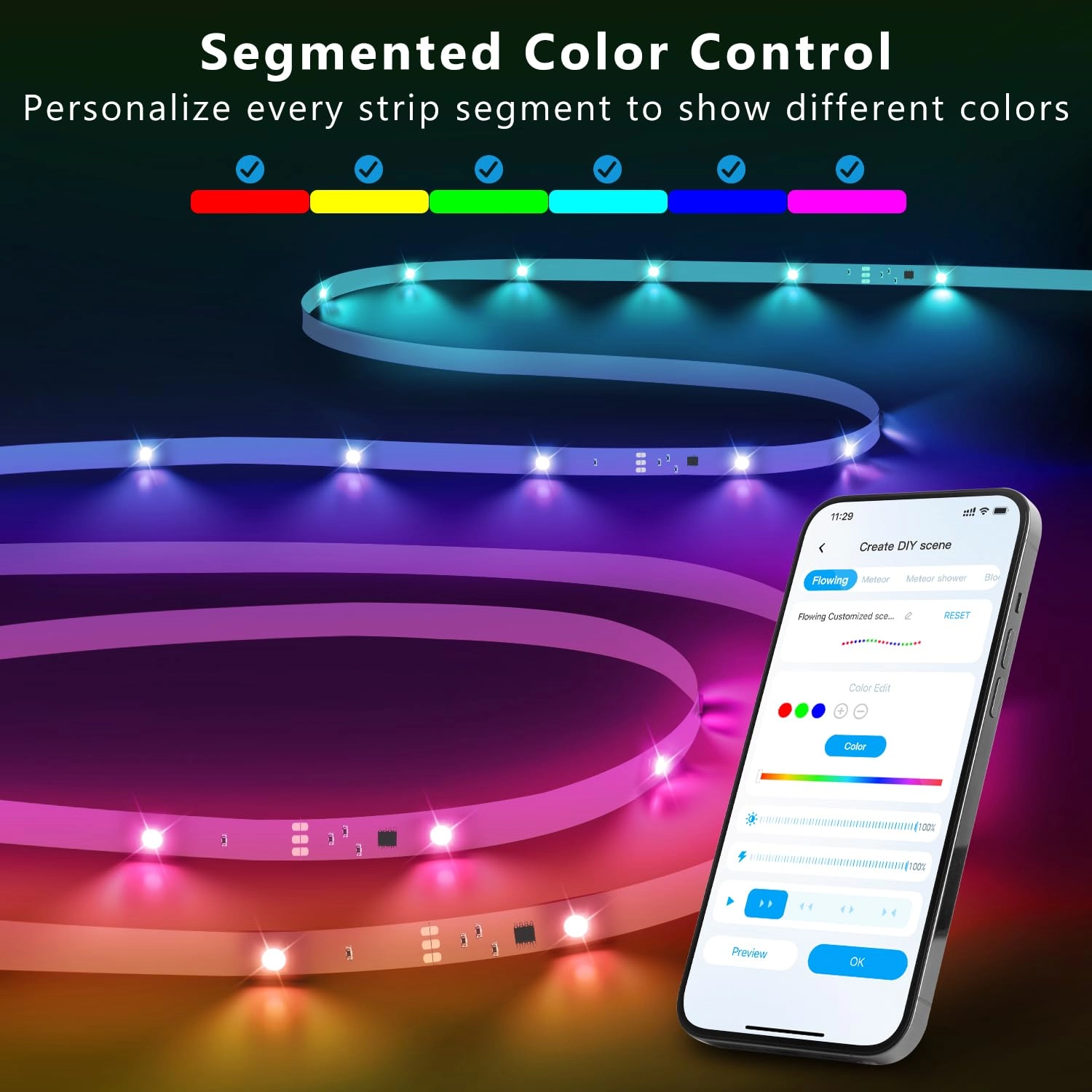 Smart IC LED Strip Lights - 65.6FT