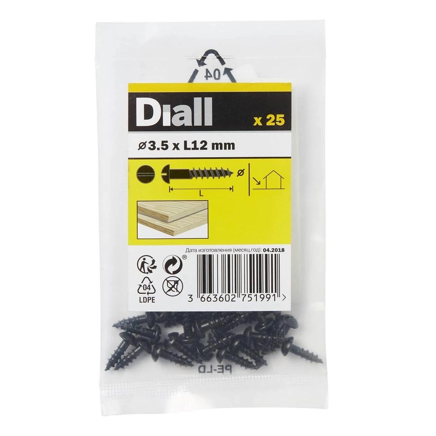 Diall Carbon Steel Dome Wood Screw Pack 3.5mm 12mm
