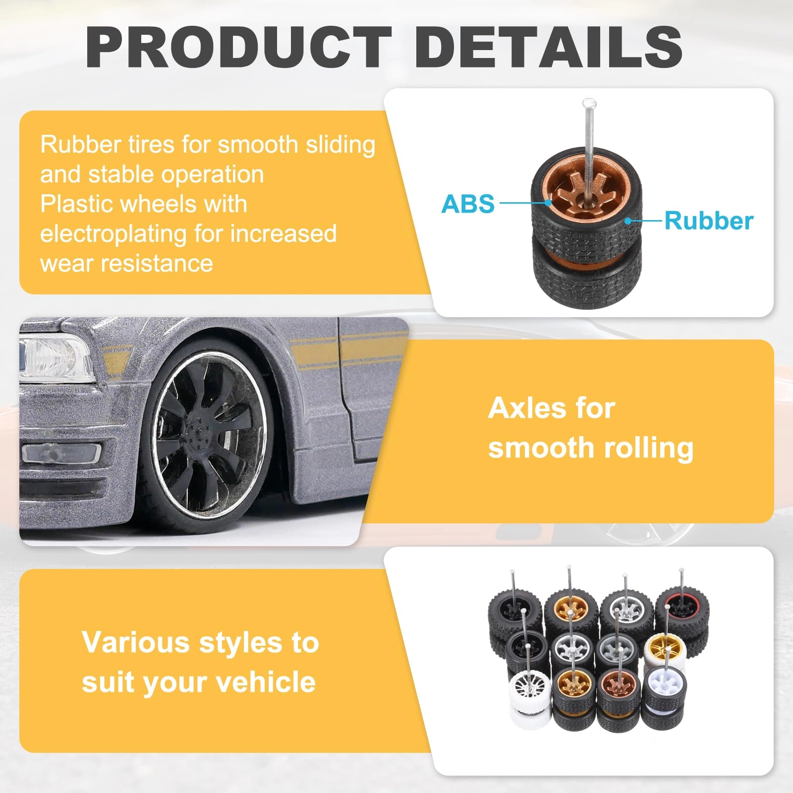 Wheels and Tires Set - 8.0 count 1/64