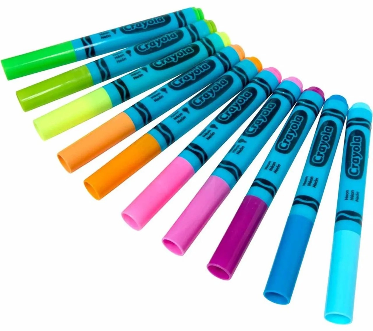 Neon Washable Broad Line Markers - 10 Pcs Multicolor
