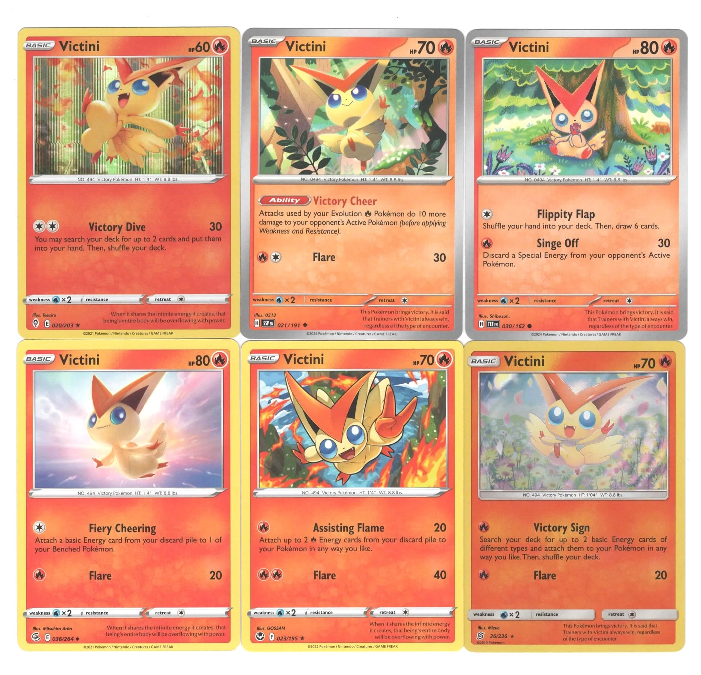 Pokémon Victini Unified Minds Fusion Strike Surging Sparks 021/191 - 6pcs