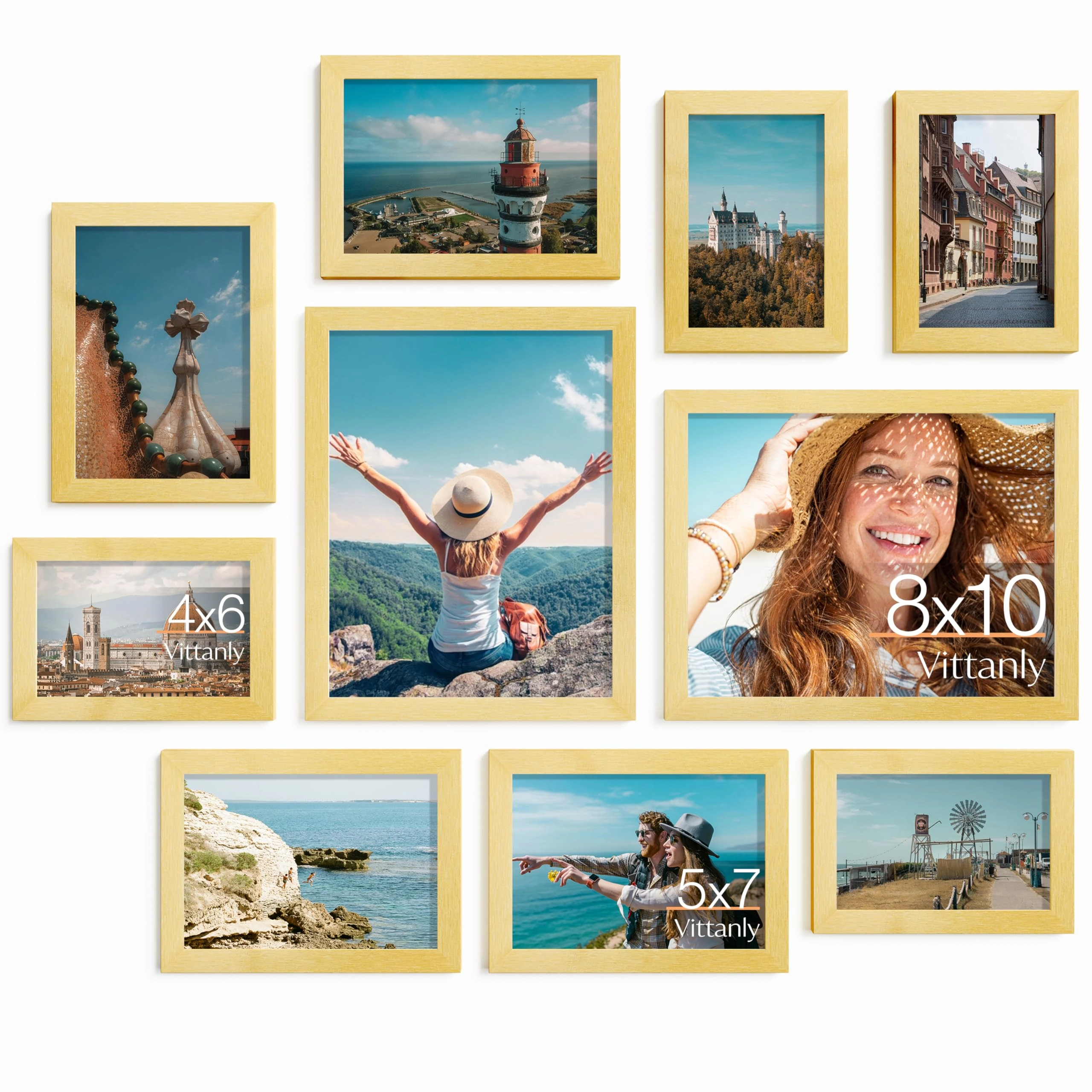 Picture Frames Set - 10 Pack Rustic Grey