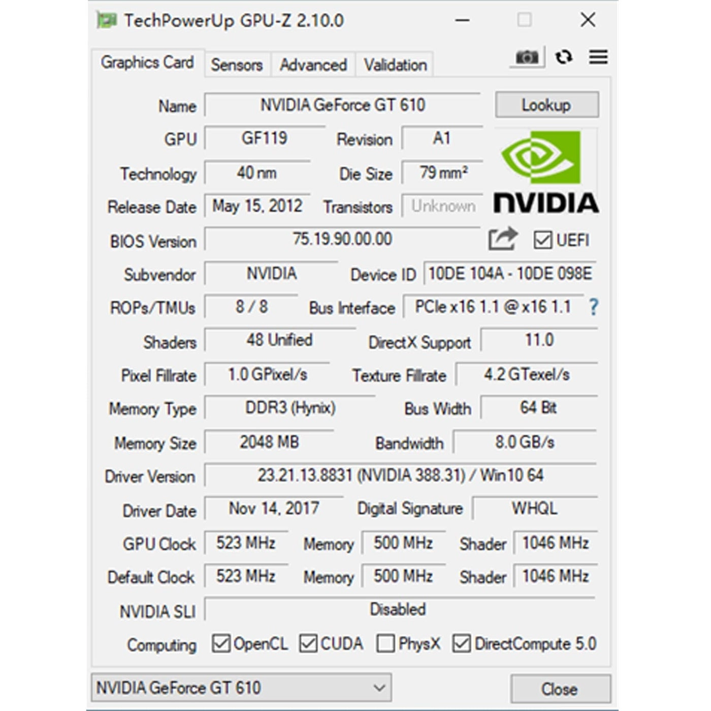 GeForce GT 610 - 2GB