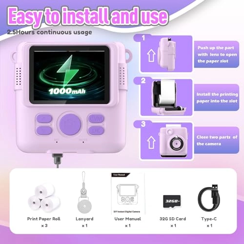 Instant Print Camera - 1080P 2.4 inch