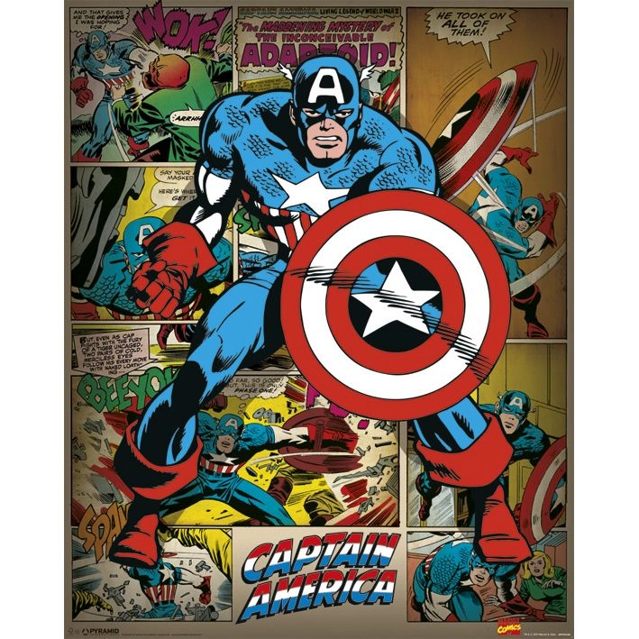 PYRAMID POSTERS Marvel Captain America Retro Mini Poster - high quality gsm paper 40 x 50 cm
