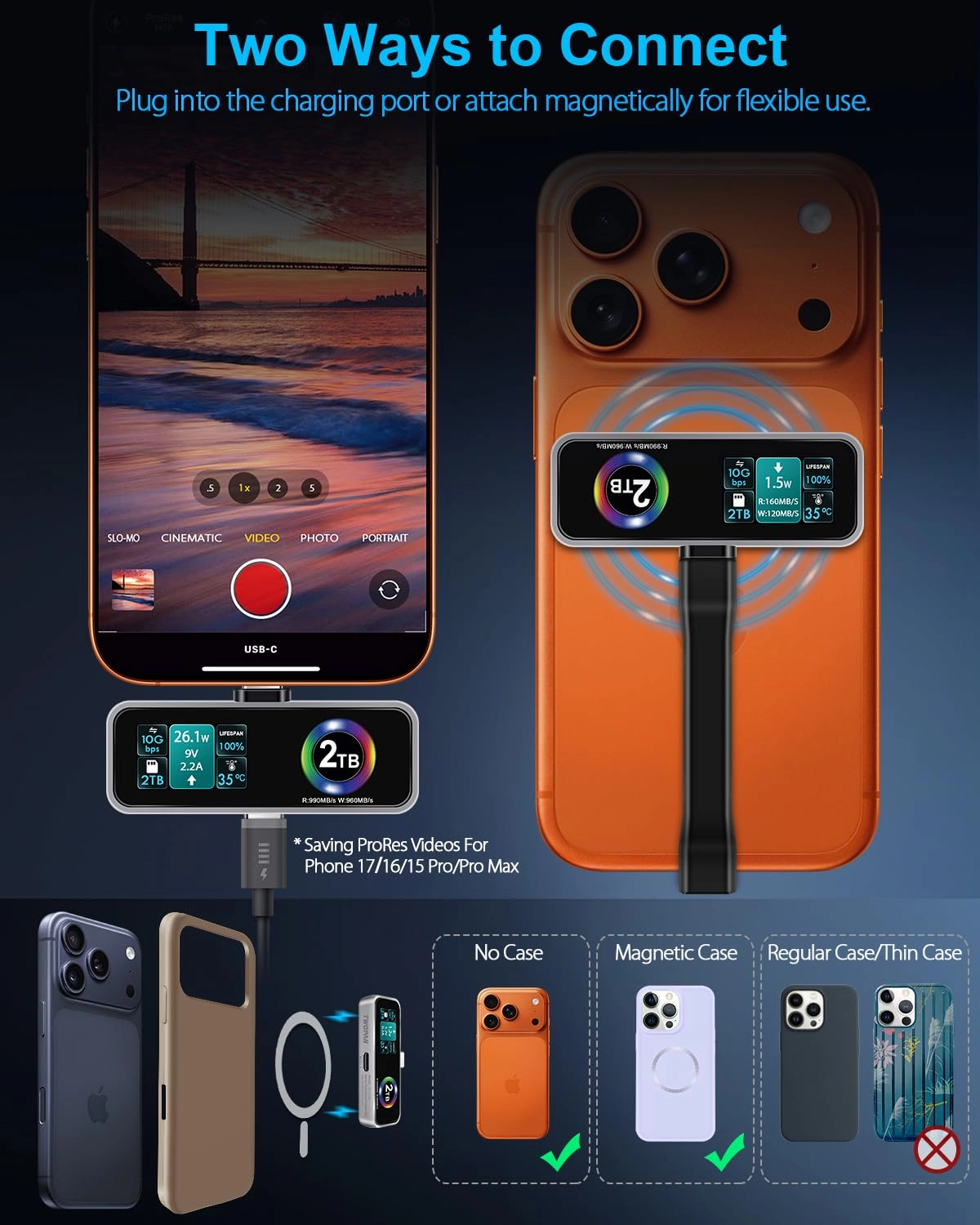 Magnetic Portable iPhone SSD - 2TB