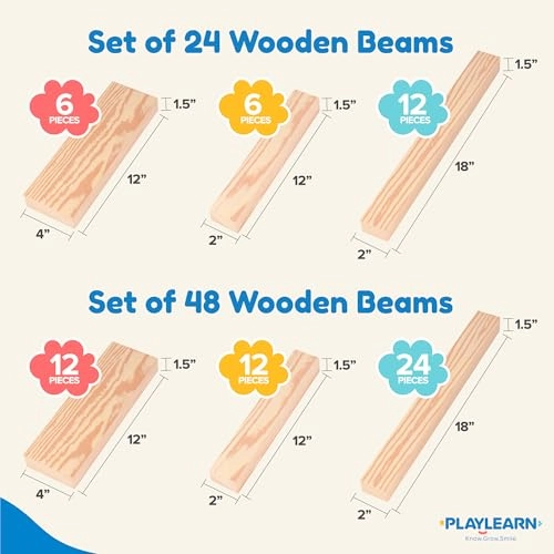Foam Wooden Beam Building Blocks - 24 pcs
