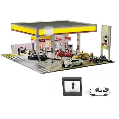 Shell Petrol Station Model - 1 set 1/64 compatible with other 1:64 scale car models