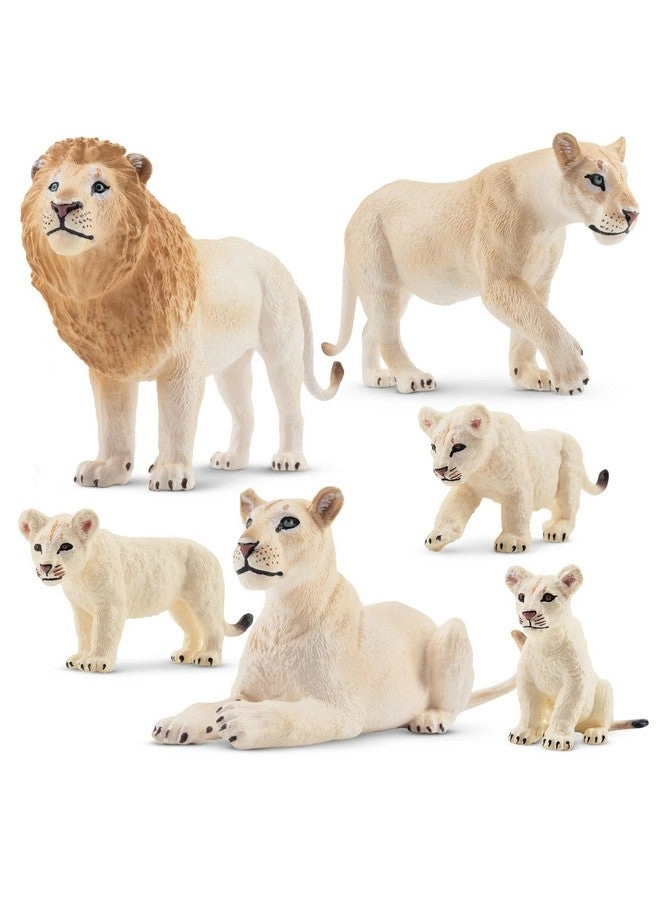TOYMANY Jungle Animals - White Lion Figurines 6 pcs
