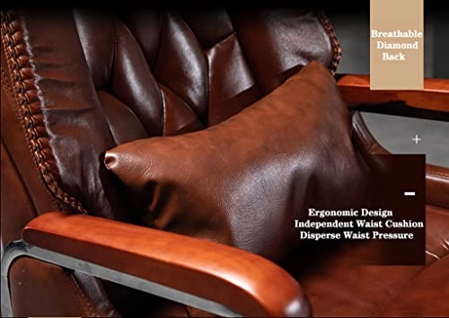 Desk Chair - PU Leather Brown High Back