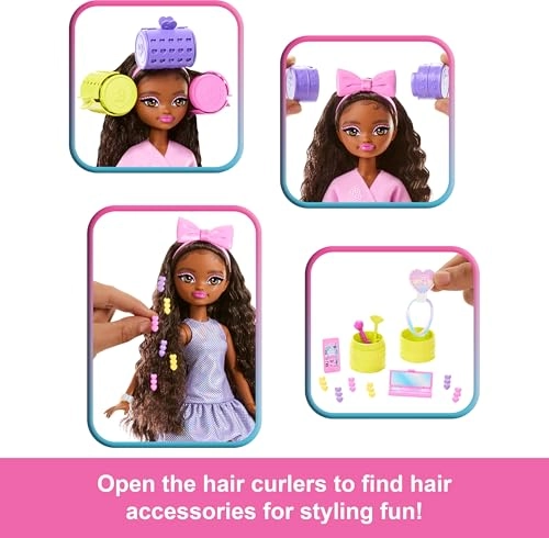 Brooklyn Fashion Doll - Stylized Hair Surprise Hair Accessories 15+ Looks Ages 4+