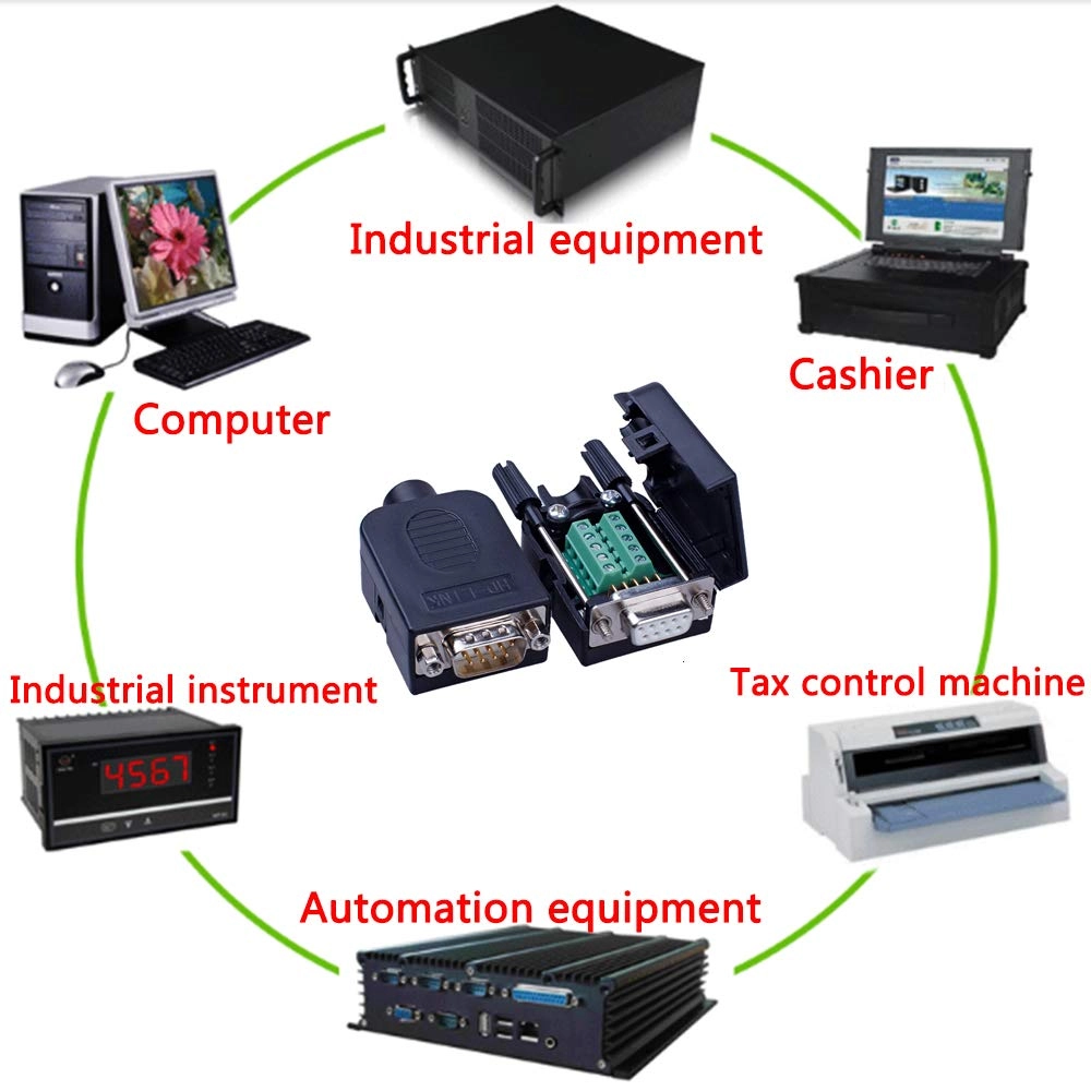 DB9 Solderless RS232 D-SUB Serial to 9-pin Port Terminal Male Adapter Connector Breakout Board