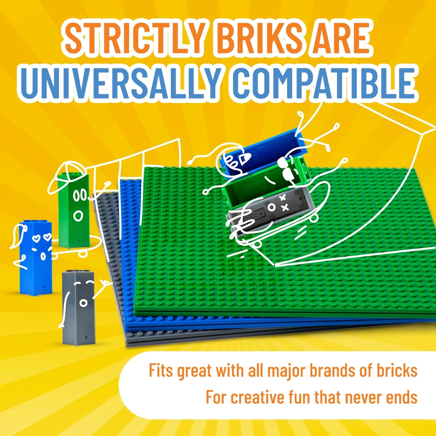 Classic Stackable Baseplates - 6" x 6" 6 Baseplates & 50 Stackers