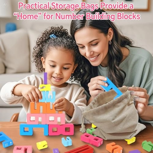 Wooden Number Building Blocks - 18 months and up 18 pieces