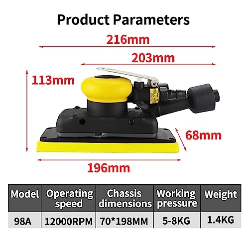 Pneumatic Orbital Sandpaper Machine - Square Sander 5500-6000rpm