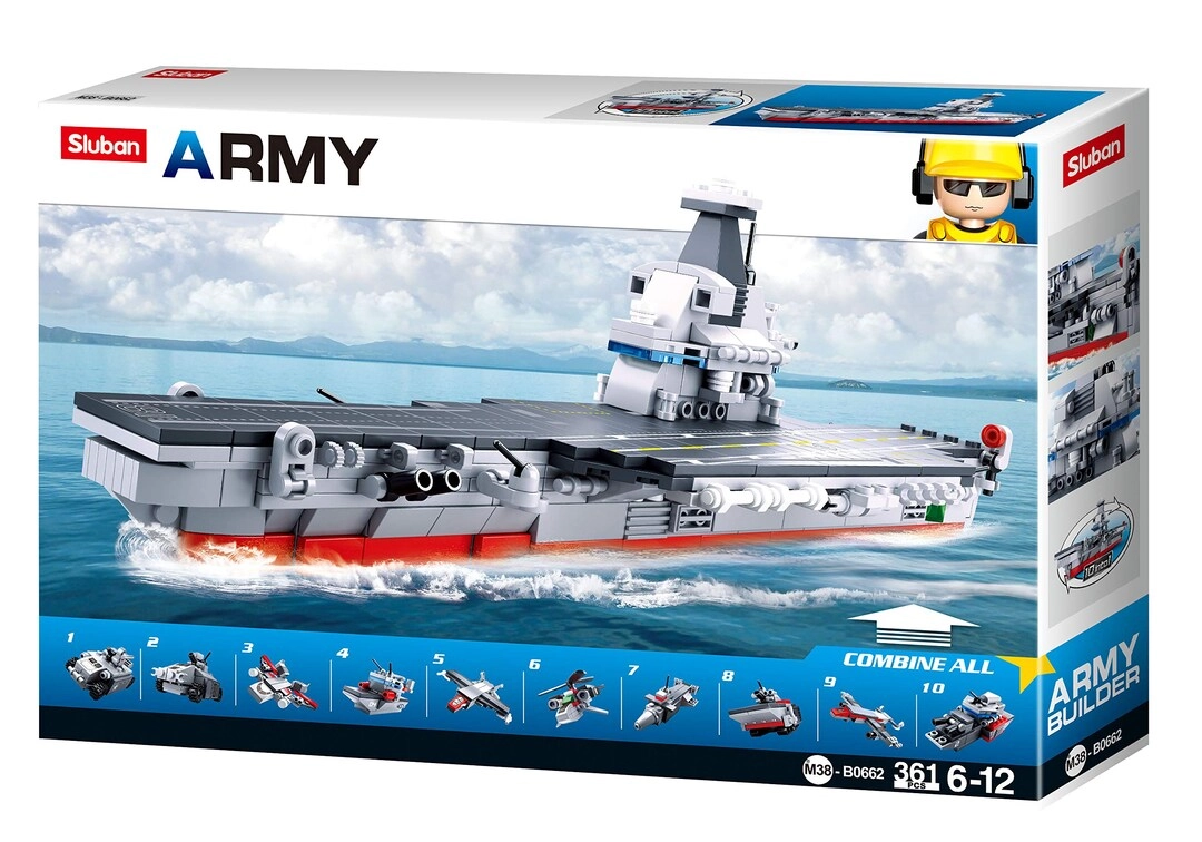 Sluban Army-10 in 1 Aircraft Carrier (M38-B0662) - Gift Box Packing Multicolored