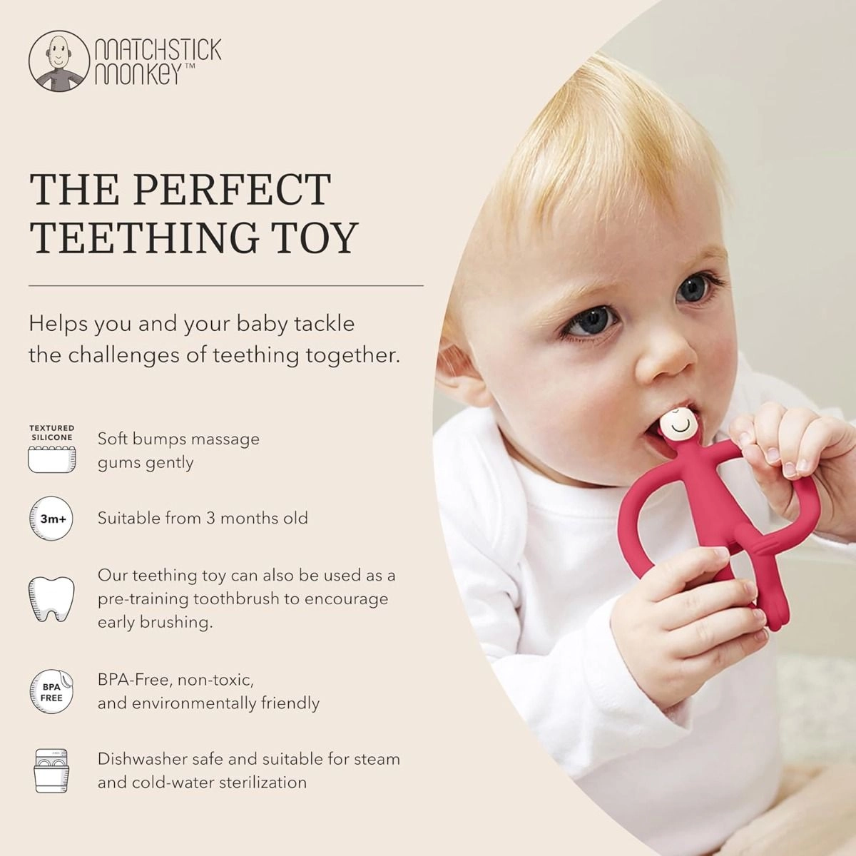 Mini Monkey Teether - Blue 3 Months