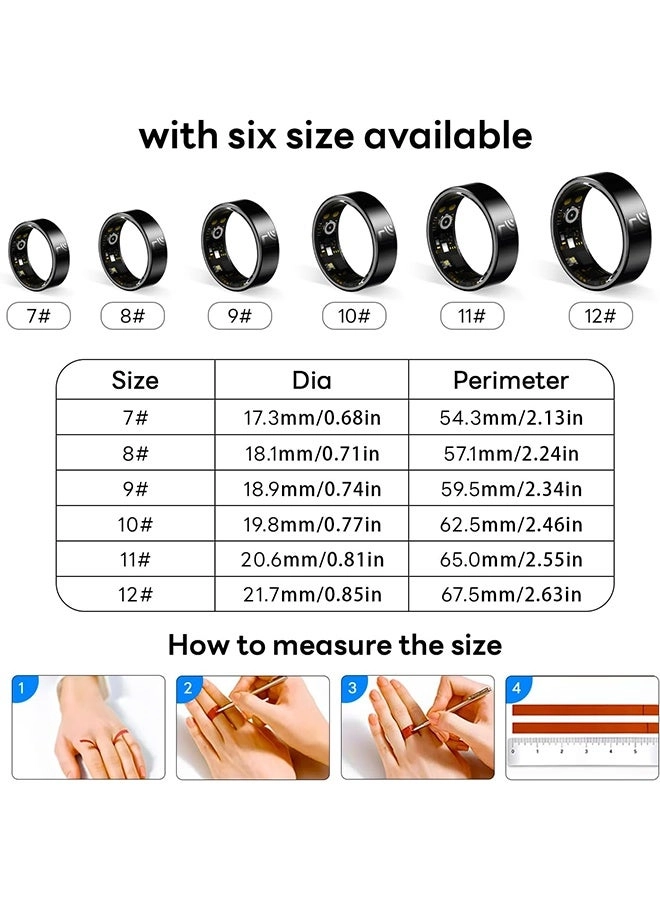 Smart Ring Fitness Tracker - Size 10 Black