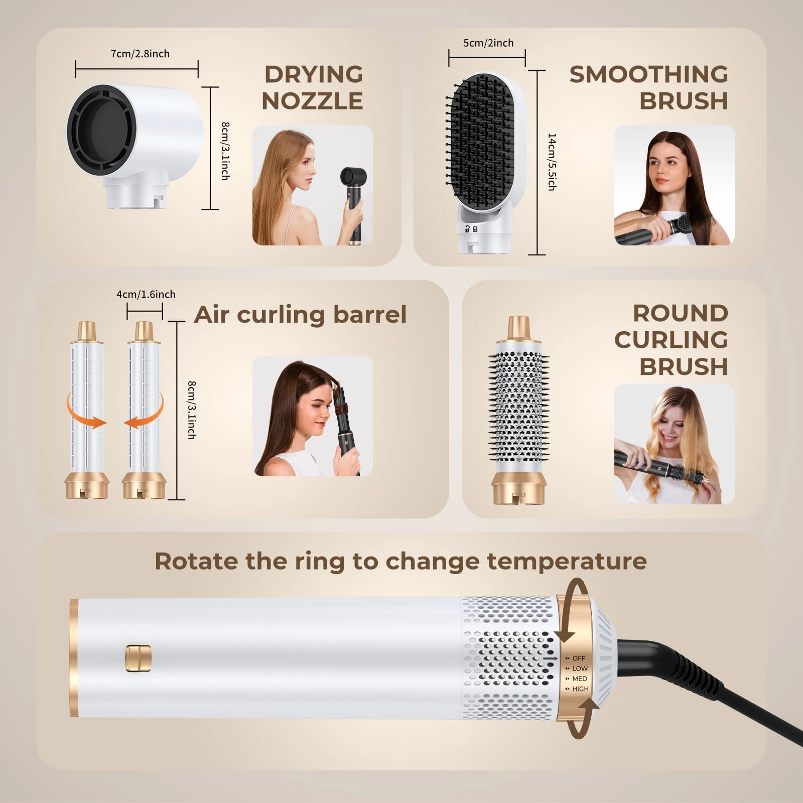 5 in 1 Blow Dryer Brush - Green Gold 800 watts