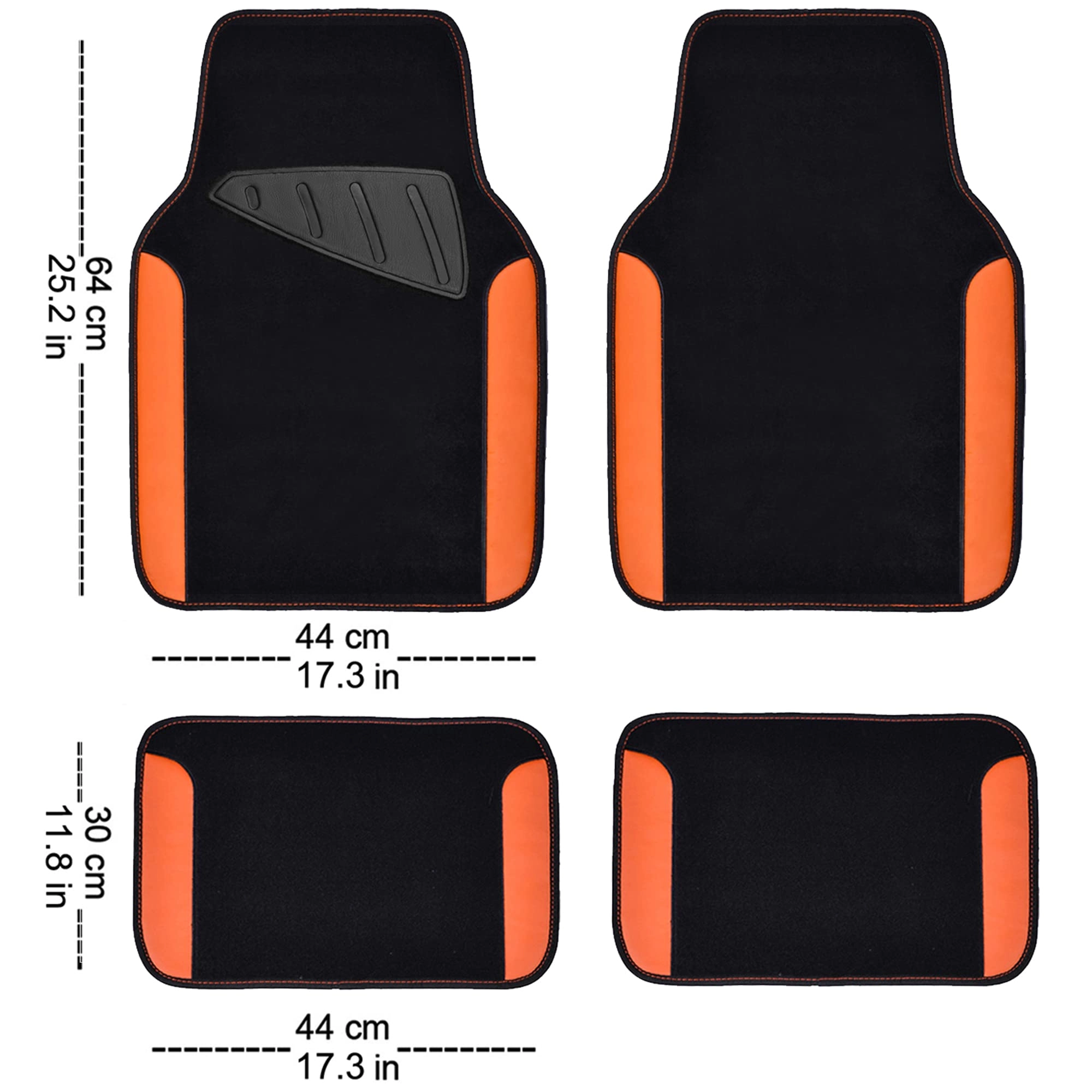 Universal Fit Car Floor Mats - Set of 4pcs Black and Burgundy
