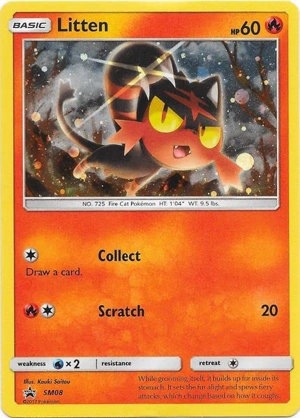 Pokémon Pokemon Litten SM08 - English - 1pcs + Toploader