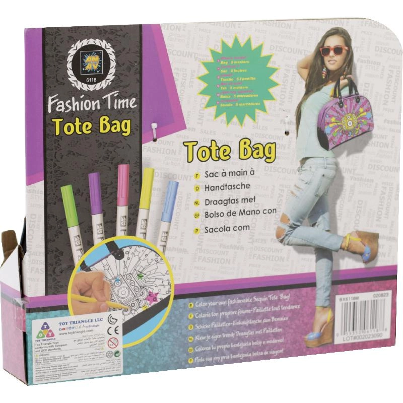 Fashion Time Coloring Tote Bag - 5 Color Markers